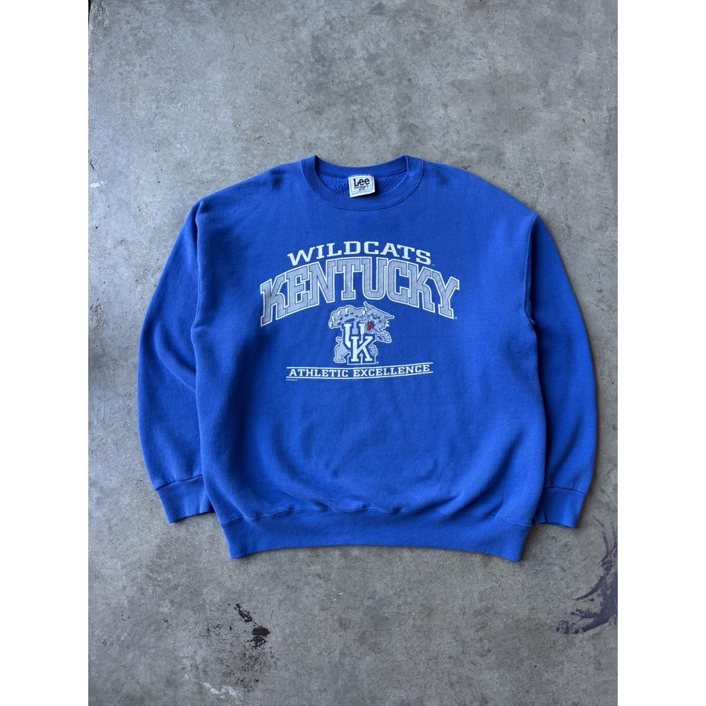VTG 90s University of Kentucky Wildcats College Cotton Crewneck Sweater XL Lee